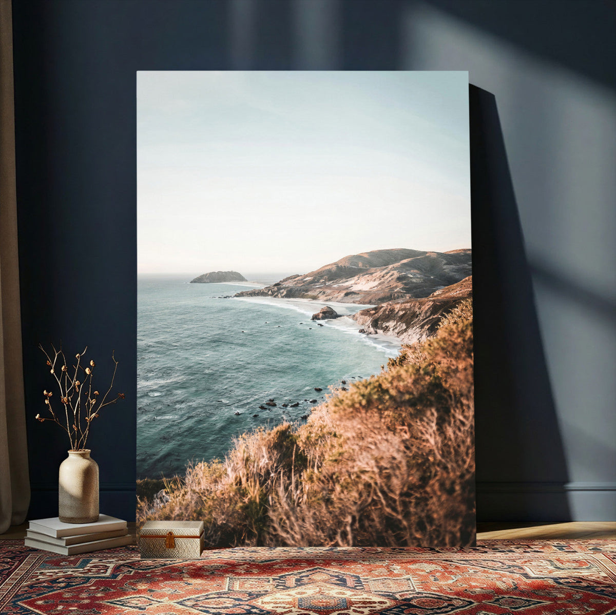 Coastal Cliffs Canvas Wall Art, Ocean Shoreline Photography