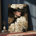 Glamour Woman Portrait Canvas Wall Art, Elegant Pastel Women Portrait