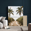 Tropical Palm Wall Art | Sandy Pathway Canvas Print, Ocean View