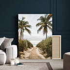 Tropical Palm Wall Art | Sandy Pathway Canvas Print, Ocean View