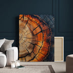 Rustic Wood Wall Art Canvas Print, Framed Tree Rings Nature Art, Earthy Tones Modern Rustic Decor