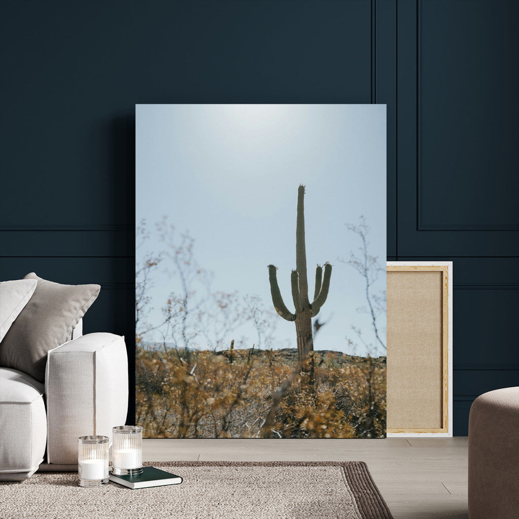 Saguaro Cactus Wall Art Canvas Print, Framed Desert Landscape Art, Southwestern Boho Decor