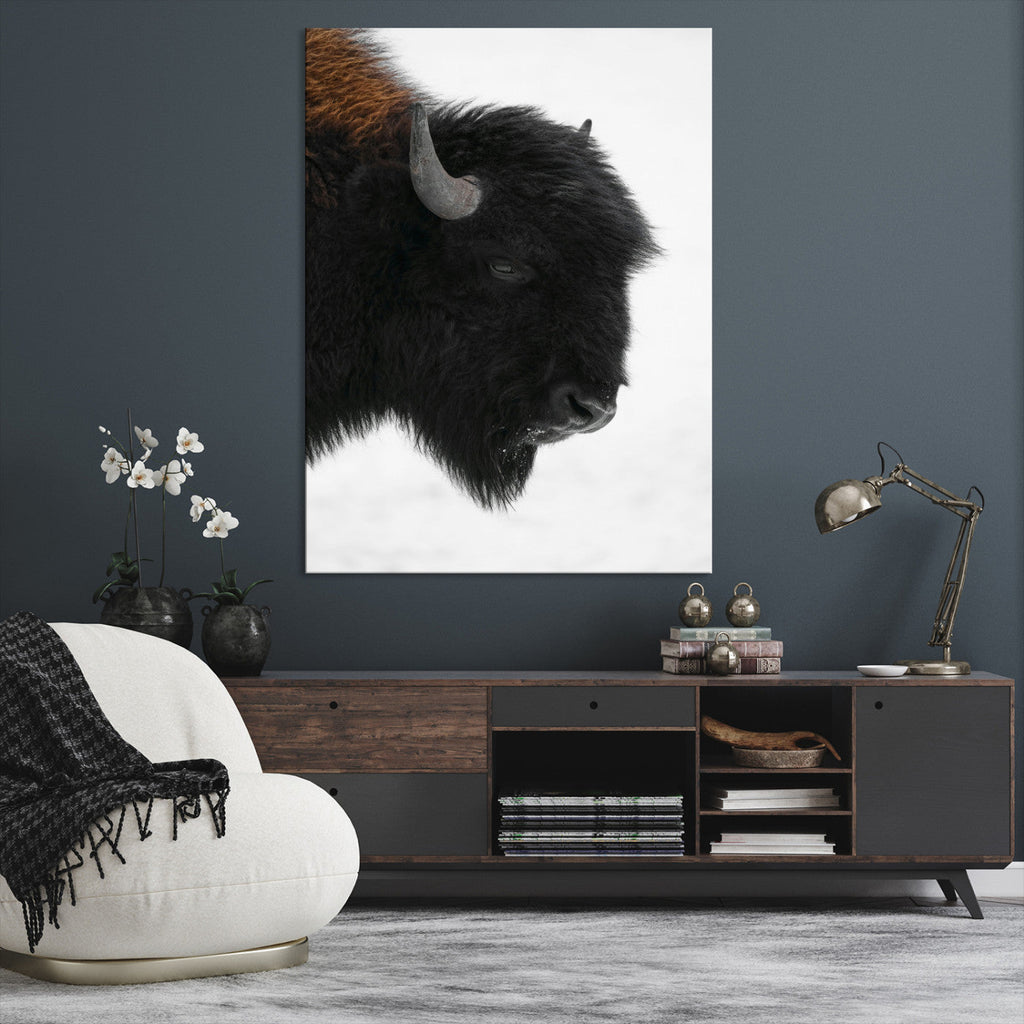 Western Rustic Wall Art Canvas Print Framed Buffalo