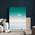 Turquoise Ocean Wall Art Canvas Print, Framed White Sand Shore Art, Gentle Waves Coastal Decor