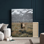 Wild Elk Wall Art Canvas Print, Framed Mountain Wilderness Majestic Animal Artwork