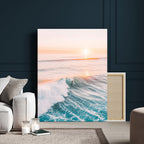Pastel Ocean Wall Art, Serene Sea Waves, Tranquil Coastal Landscape Canvas Print