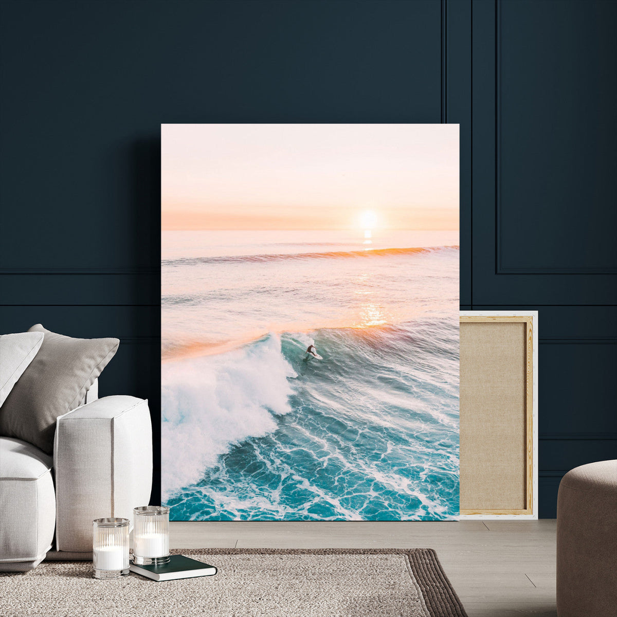 Pastel Ocean Wall Art, Serene Sea Waves, Tranquil Coastal Landscape Canvas Print