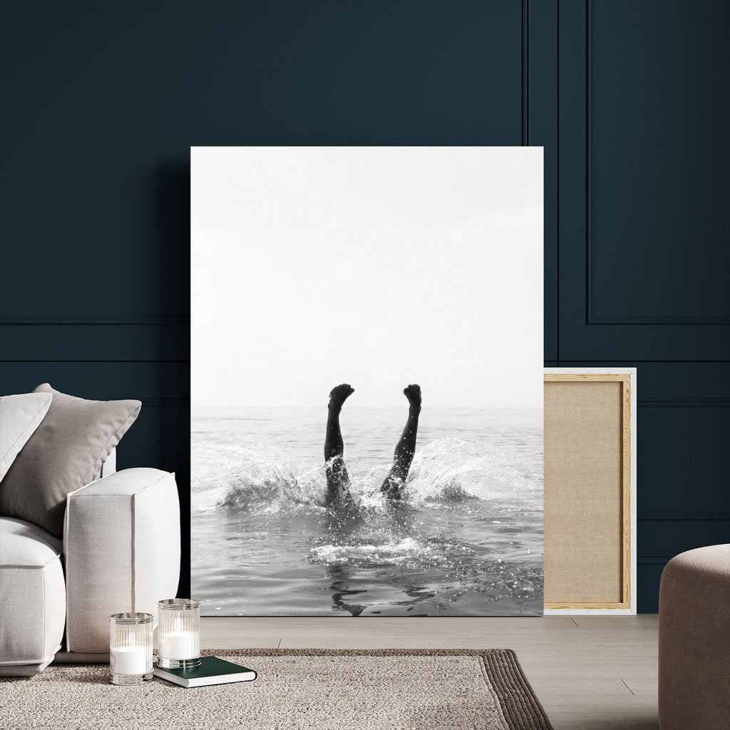 Black White Splash Wall Art | Framed Ocean Water Canvas