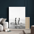 Black White Splash Wall Art | Framed Ocean Water Canvas