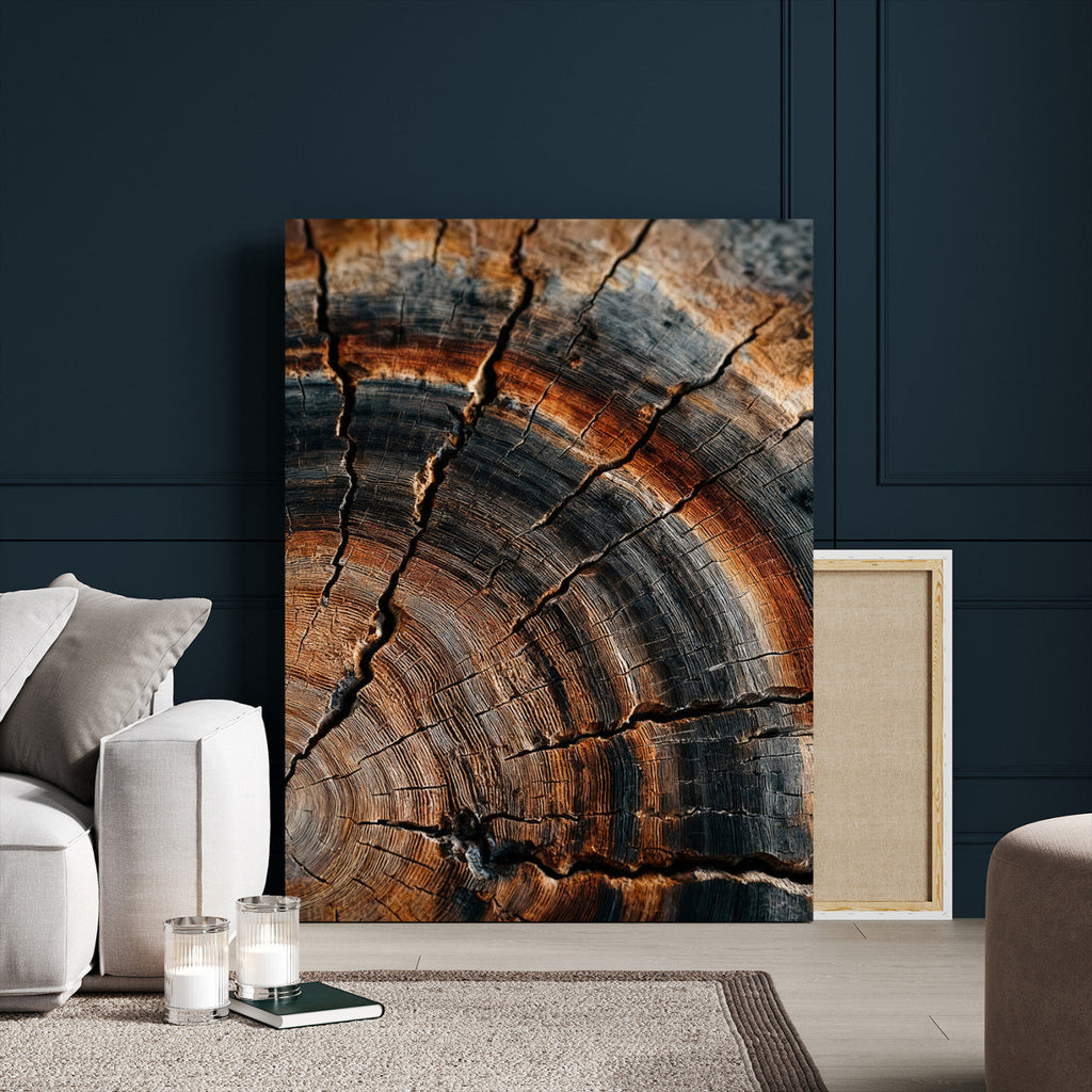 Abstract Tree Rings Wall Art Canvas Print, Wood Grain Rings Artwork