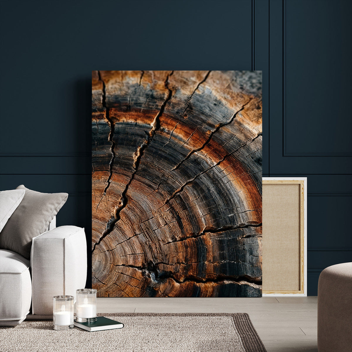 Abstract Tree Rings Wall Art Canvas Print, Wood Grain Rings Artwork