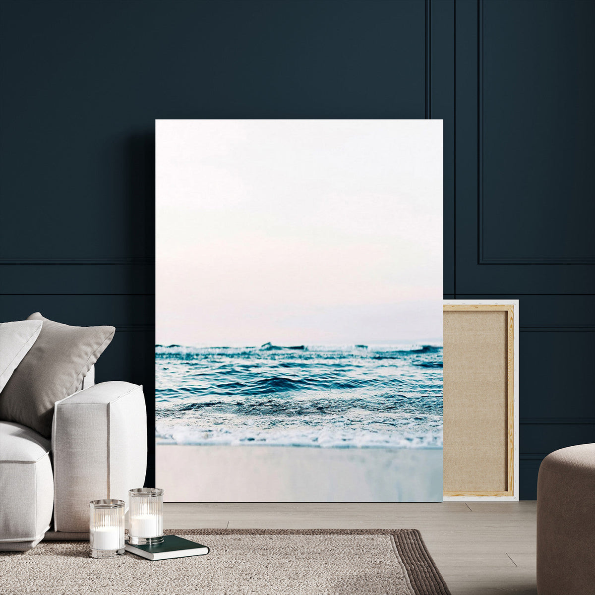 Ocean Wave Wall Art Canvas Print, Minimal Seascape