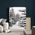 Winter Pine Forest Wall Art Canvas Print, Minimal Winter Landscape