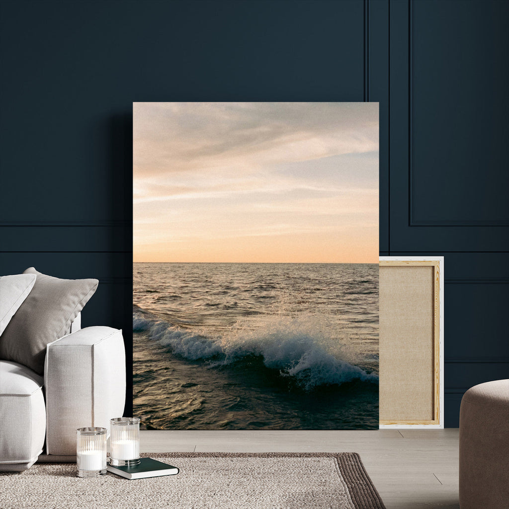 Ocean Wave Wall Art Canvas Print, Calm Coastal Nature Decor