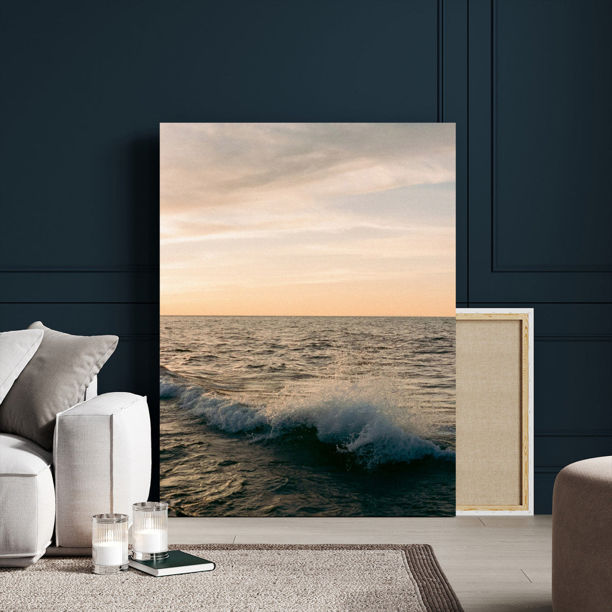 Ocean Wave Wall Art Canvas Print, Calm Coastal Nature Decor