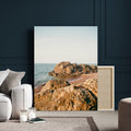 Rocky Coastline Wall Art Canvas Print, Minimal Coastal Landscape