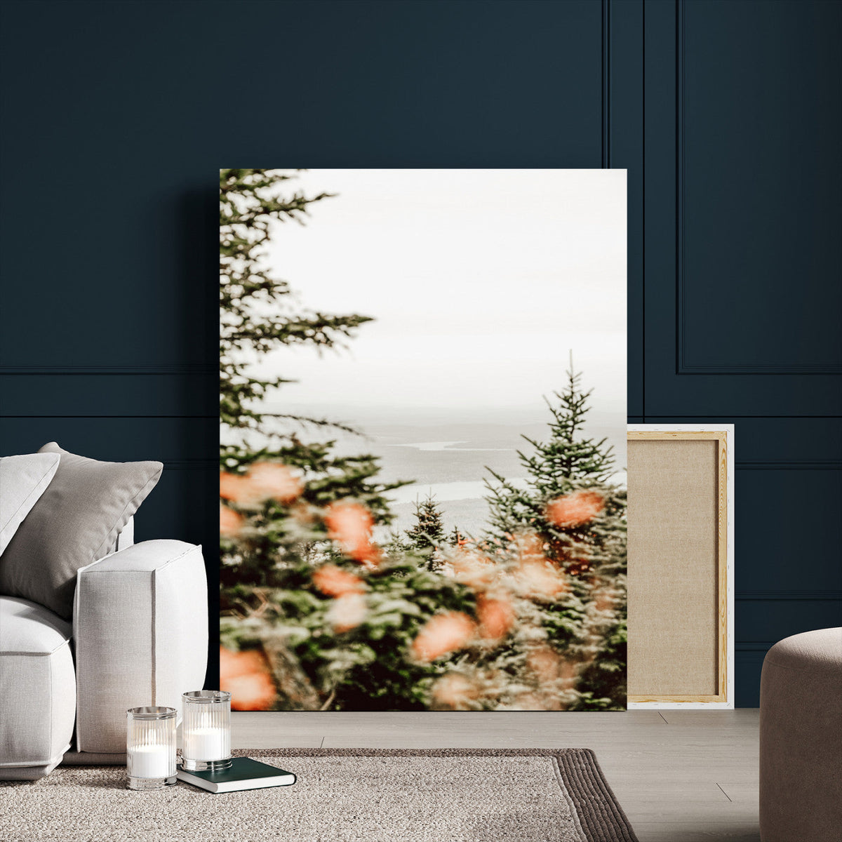 Fall Forest Wall Art Canvas Print | Soft Evergreen Woodland