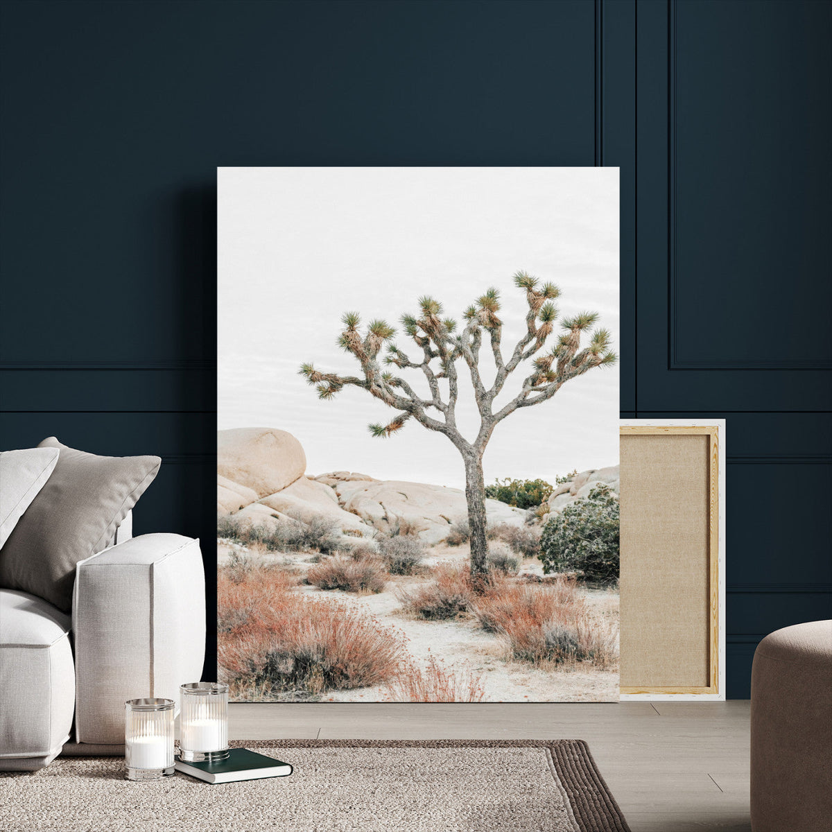 Joshua Tree Desert Wall Art Canvas Print, Minimal Southwest Landscape