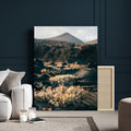 Desert Wall Art Canvas Print, Volcanic Landscape with Soft Wildflowers