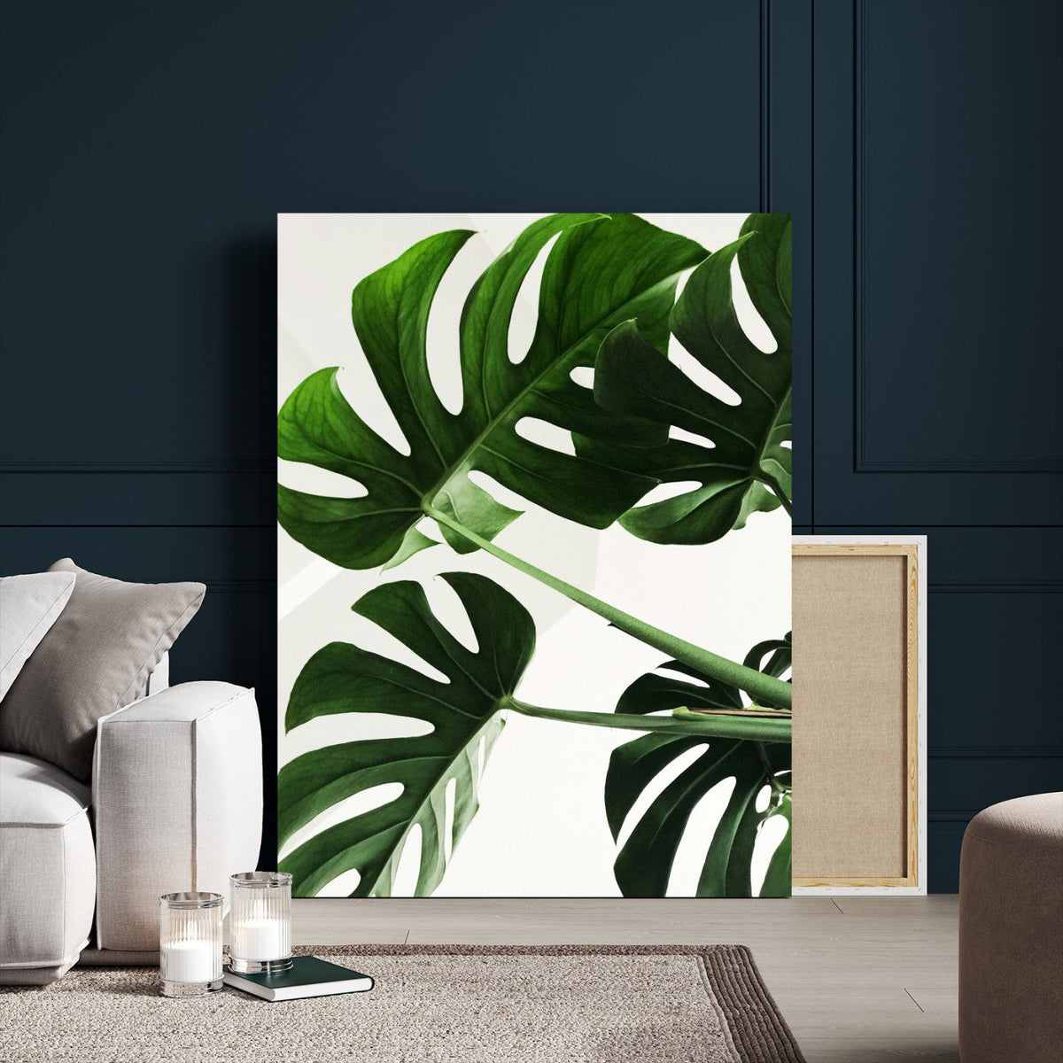 Abstract Teal Blue Wall Art Canvas Print, Modern Abstract Color Block