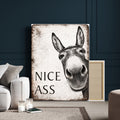 Funny Donkey Bathroom Wall Art Canvas Print, Nice Ass Farm Animal Sign