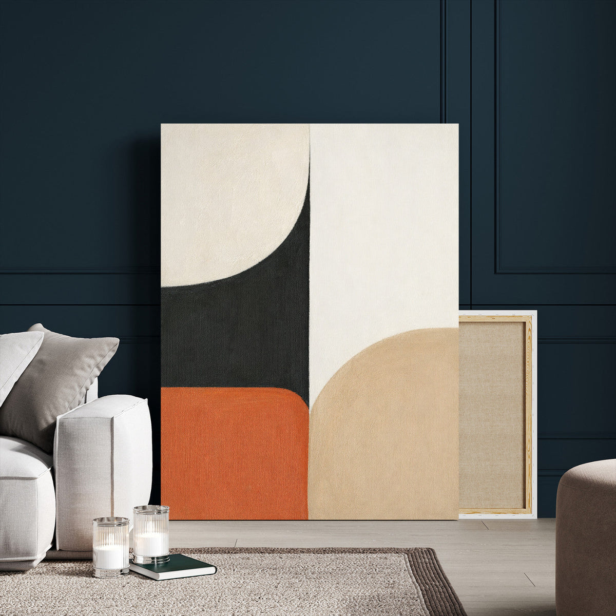 Geometric Abstract Wall Art Canvas Print, Orange Blue