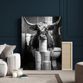 Texas Longhorn Cow Toilet Paper Canvas Wall Art, Funny Bathroom Decor