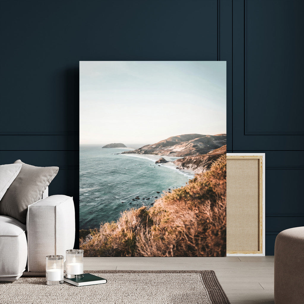 Coastal Cliffs Canvas Wall Art, Ocean Shoreline Photography