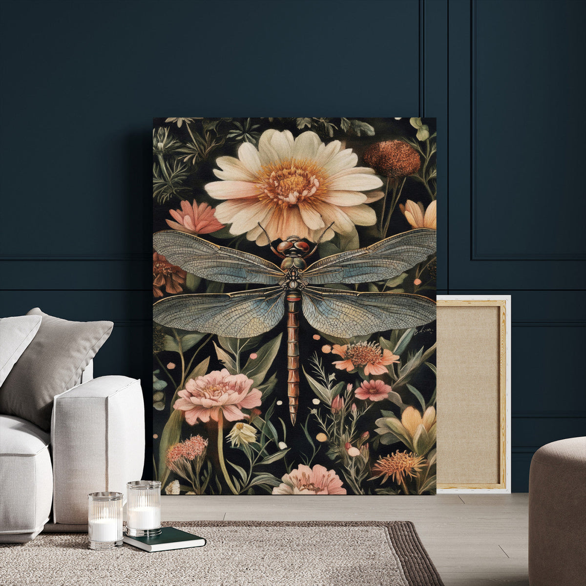 William Morris Style Canvas Wall Art, Framed Vintage Bee Botanical Print