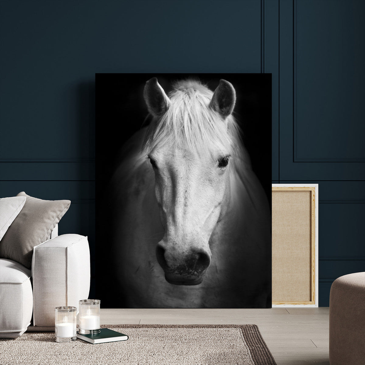 Large Wall Art White Horse Canvas Print