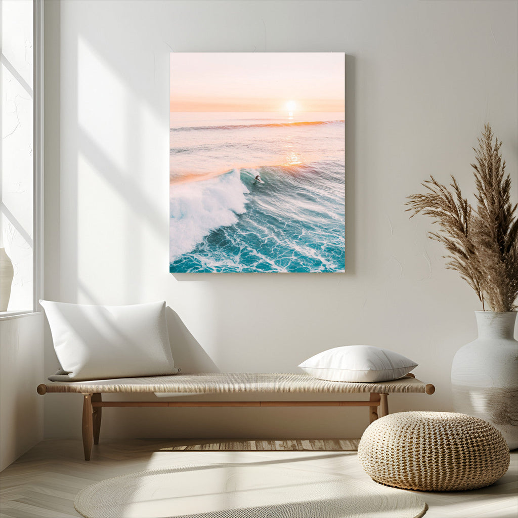 Pastel Ocean Wall Art, Serene Sea Waves, Tranquil Coastal Landscape Canvas Print
