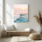 Pastel Ocean Wall Art, Serene Sea Waves, Tranquil Coastal Landscape Canvas Print