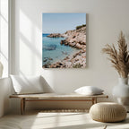 Clear Blue Water Beach Wall Art | Framed Rocky Cove Canvas