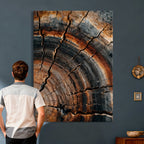 Abstract Tree Rings Wall Art Canvas Print, Wood Grain Rings Artwork