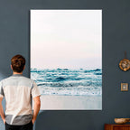 Ocean Wave Wall Art Canvas Print, Minimal Seascape