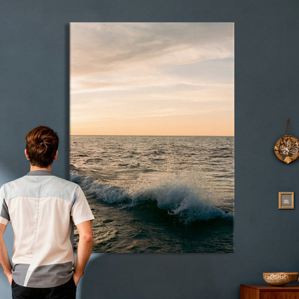 Ocean Wave Wall Art Canvas Print, Calm Coastal Nature Decor
