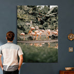Flamingo Wall Art Canvas Print, Tropical Wildlife Scene