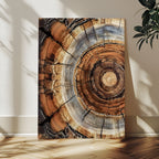 Tree Rings Wall Art Canvas Print | Rustic Cracked Wood Cross Section