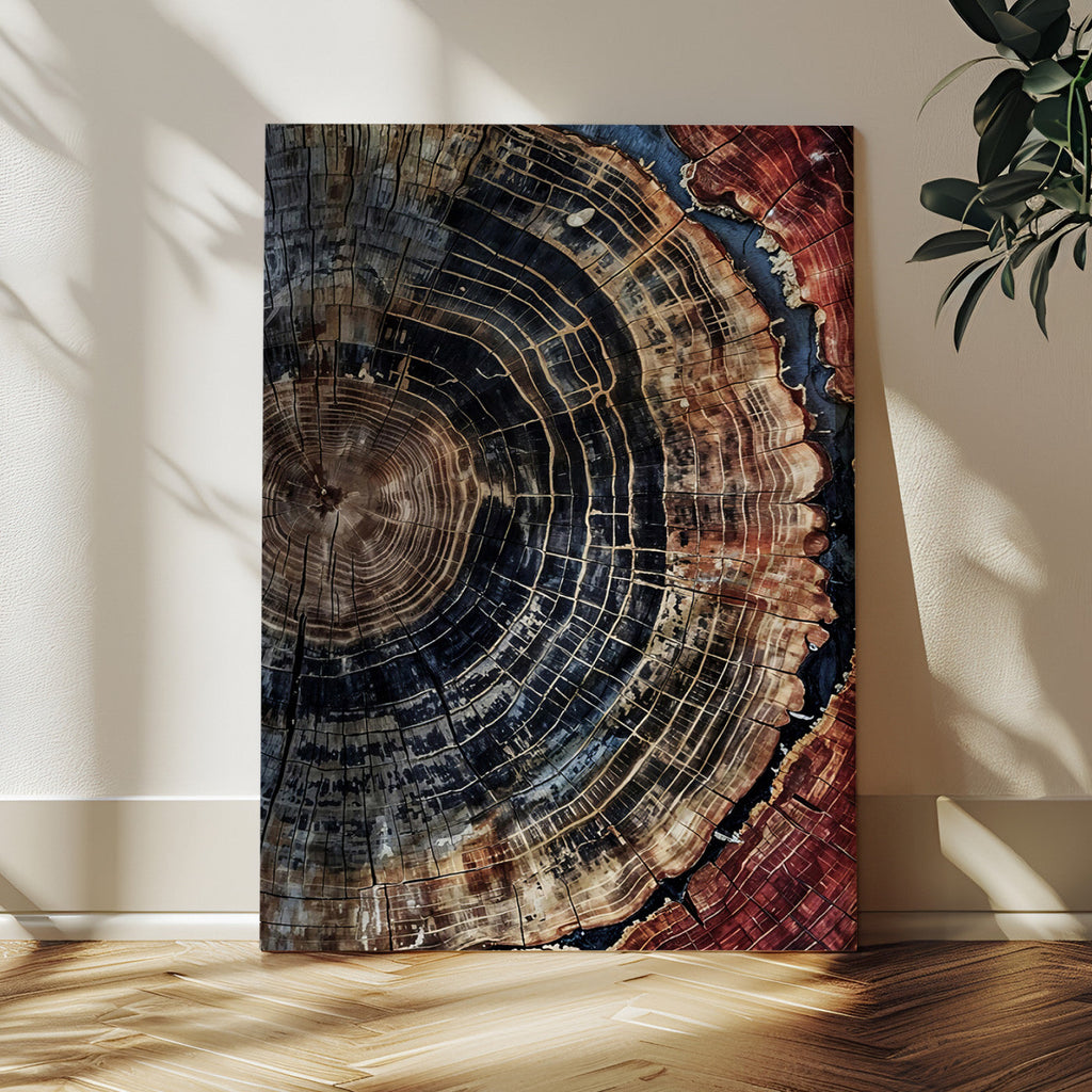 Tree Rings Wall Art Canvas Print | Framed Rustic Wood Grain