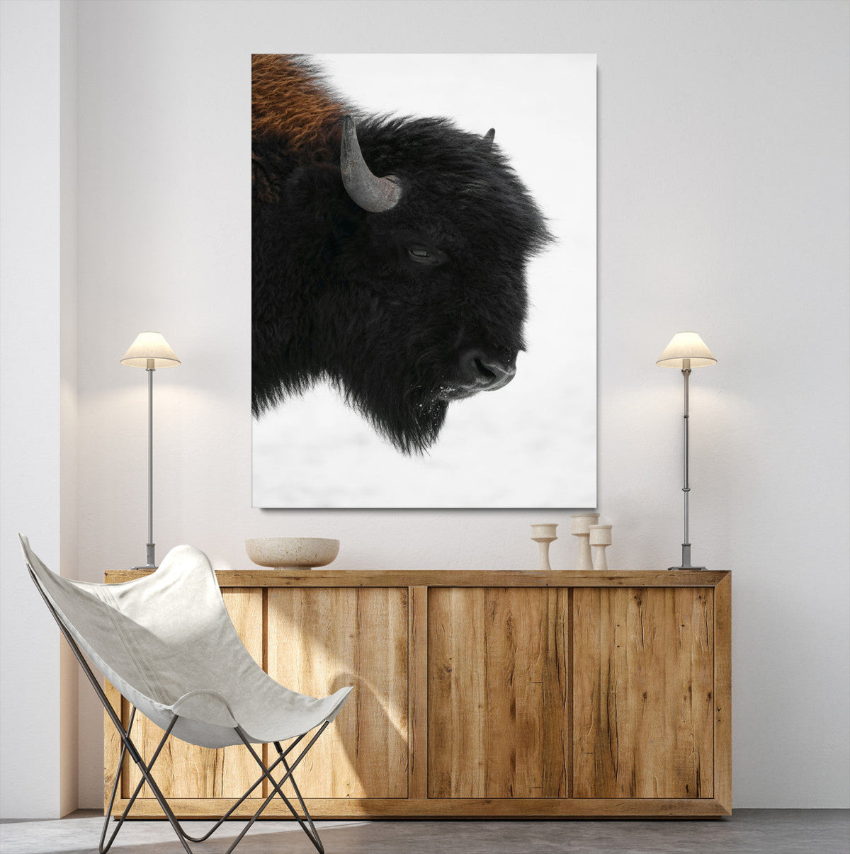 Western Rustic Wall Art Canvas Print Framed Buffalo