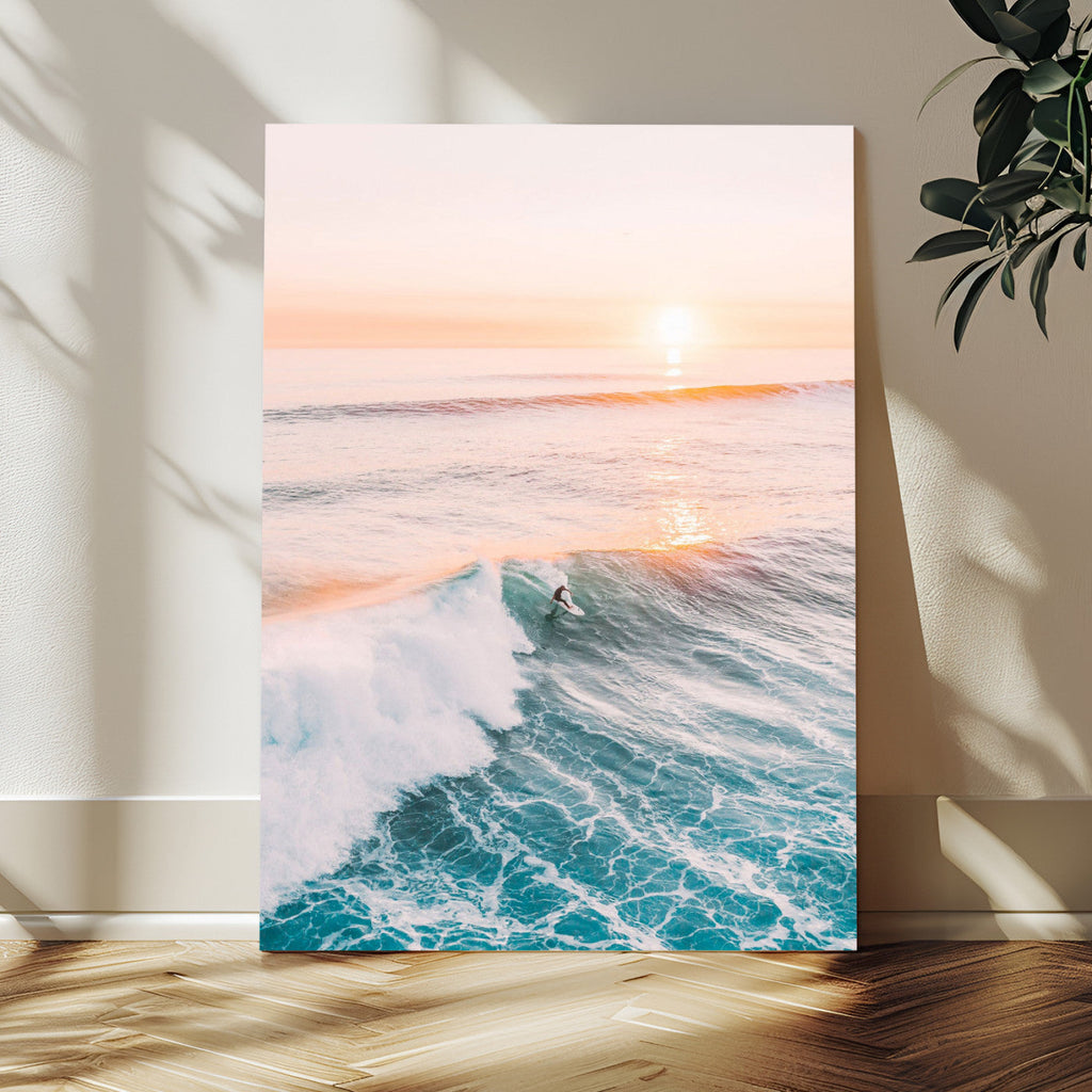 Pastel Ocean Wall Art, Serene Sea Waves, Tranquil Coastal Landscape Canvas Print