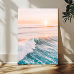 Pastel Ocean Wall Art, Serene Sea Waves, Tranquil Coastal Landscape Canvas Print