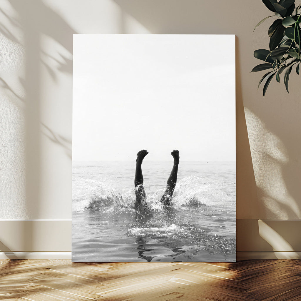 Black White Splash Wall Art | Framed Ocean Water Canvas