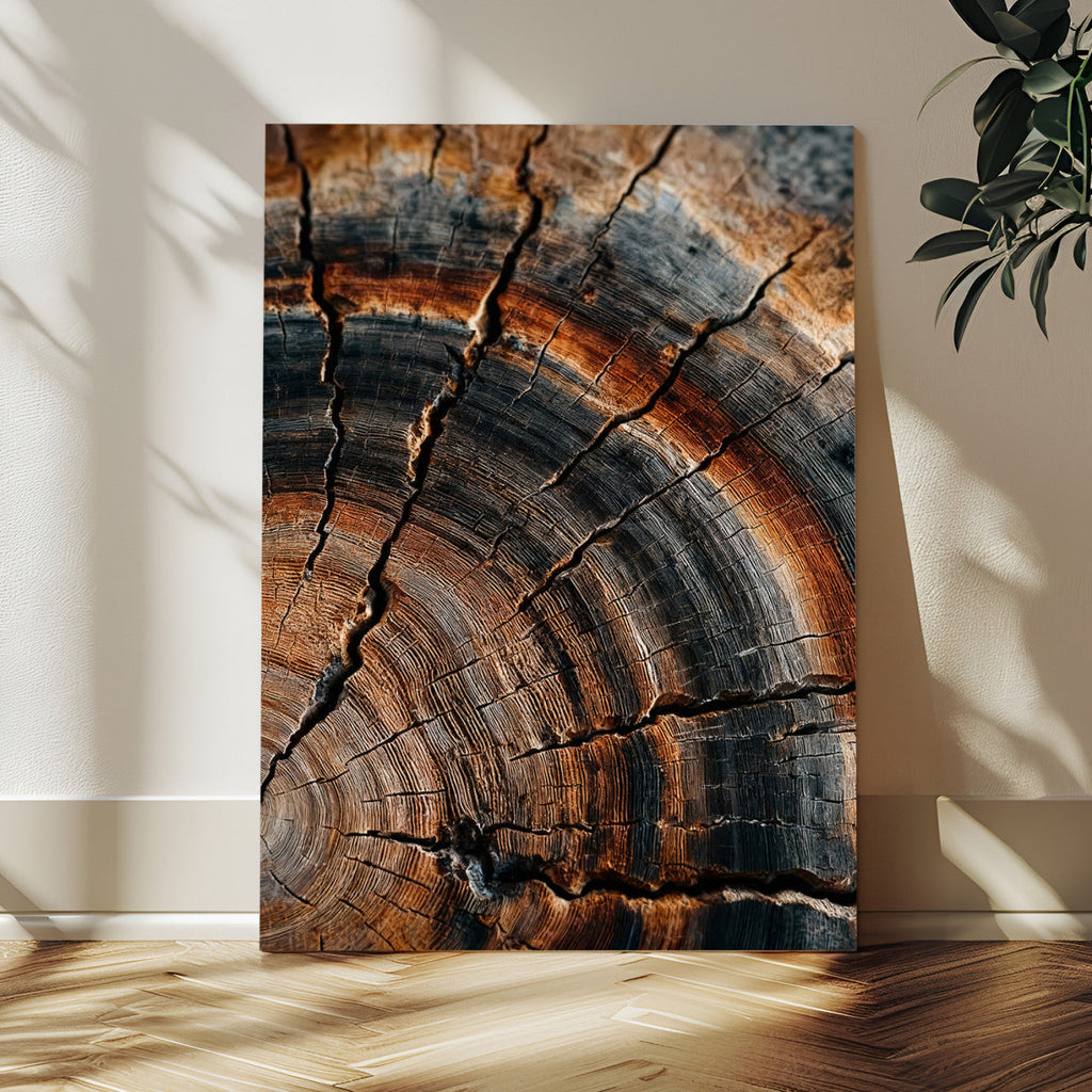 Abstract Tree Rings Wall Art Canvas Print, Wood Grain Rings Artwork