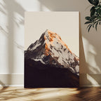 Golden Peak Mountain Wall Art Canvas Print, Minimal Alpine Landscape