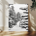 Winter Pine Forest Wall Art Canvas Print, Minimal Winter Landscape