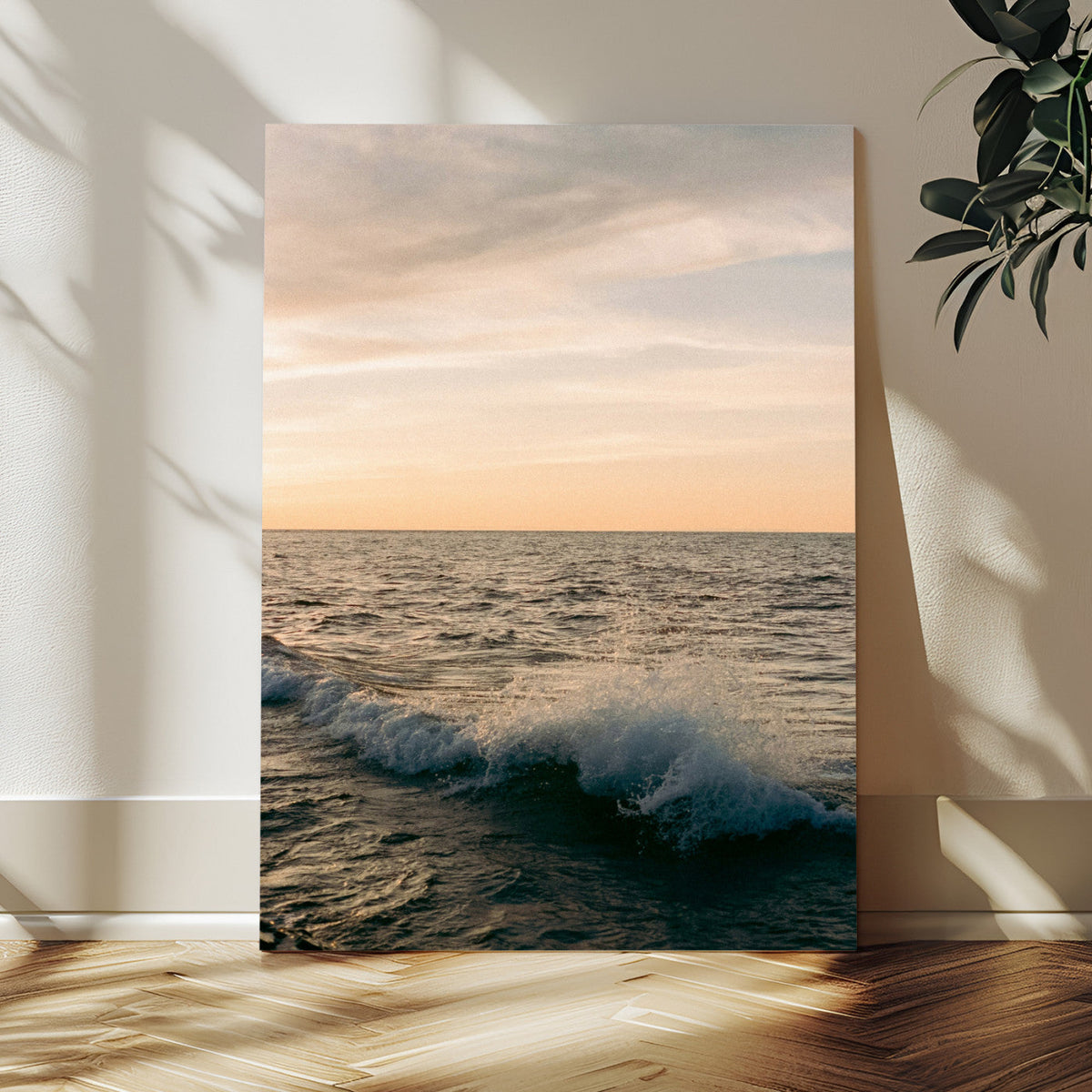 Ocean Wave Wall Art Canvas Print, Calm Coastal Nature Decor
