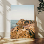 Rocky Coastline Wall Art Canvas Print, Minimal Coastal Landscape