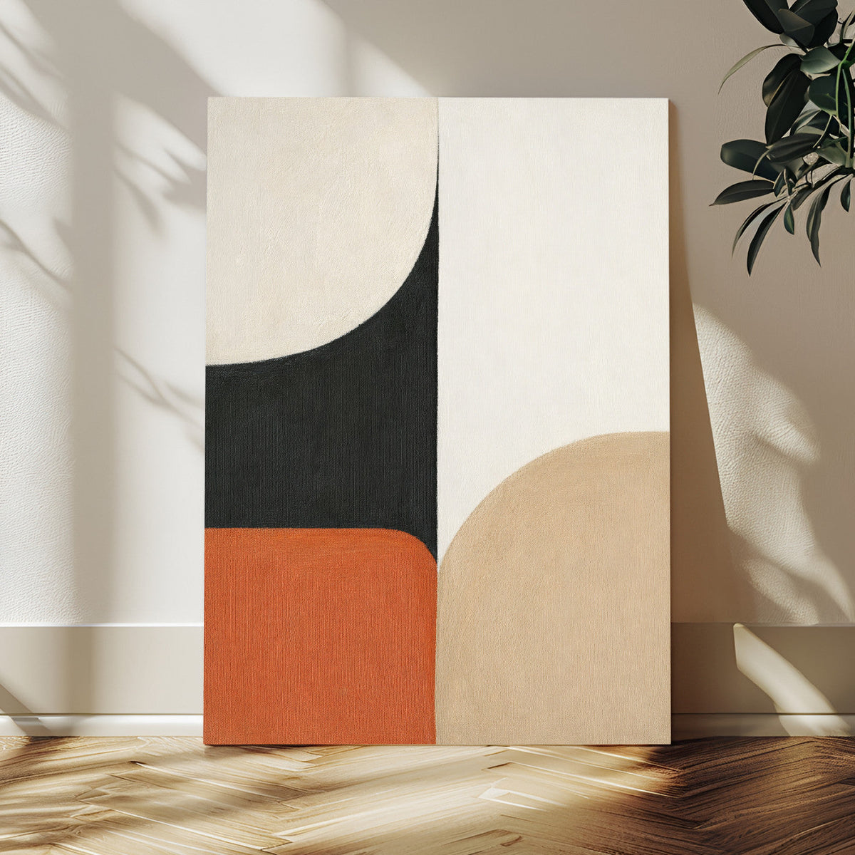 Geometric Abstract Wall Art Canvas Print, Orange Blue