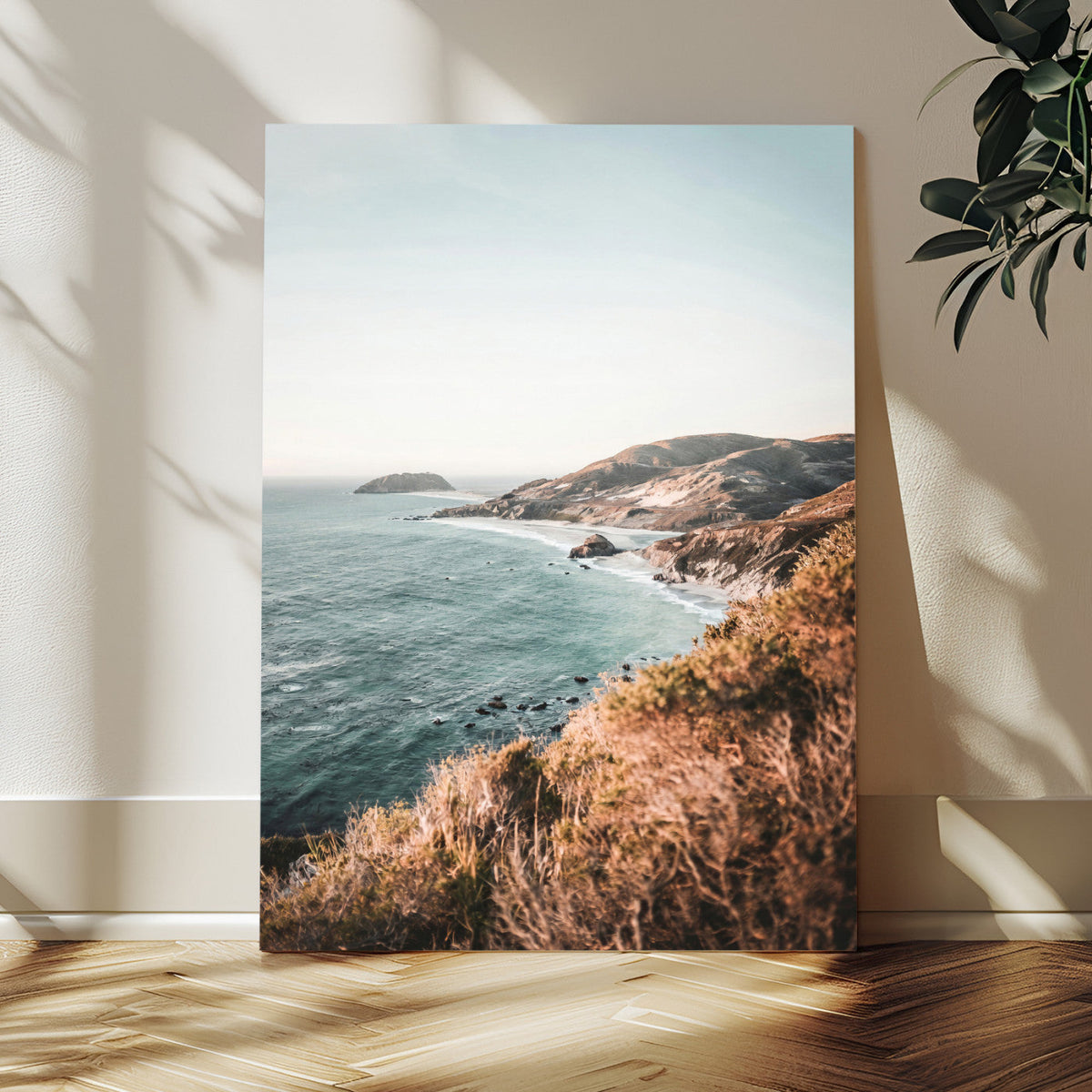 Coastal Cliffs Canvas Wall Art, Ocean Shoreline Photography